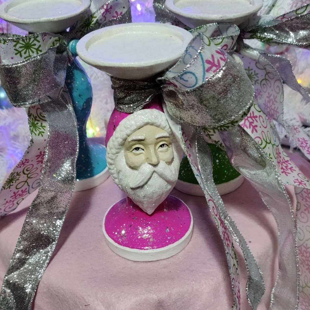 Festive Santa Candle Holders